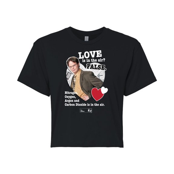 The Office - Love Is In The Air - Juniors Cropped Cotton Blend T-Shirt