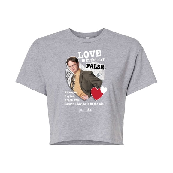 The Office - Love Is In The Air - Juniors Cropped Cotton Blend T-Shirt