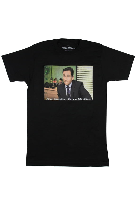 The Office Men's Michael Scott I am A Little Stitious Adult T-Shirt Tee (SM)