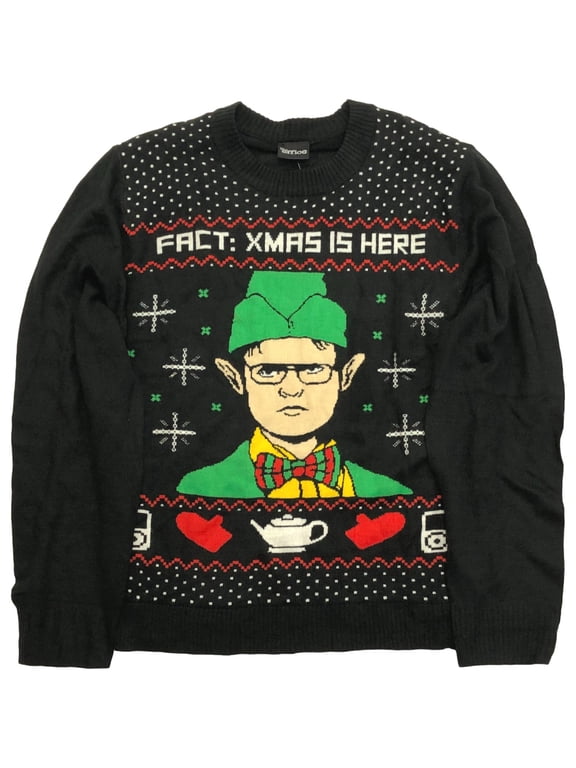 Mens Black Dwight Schrute Elf Christmas Holiday X-mas Sweater Small