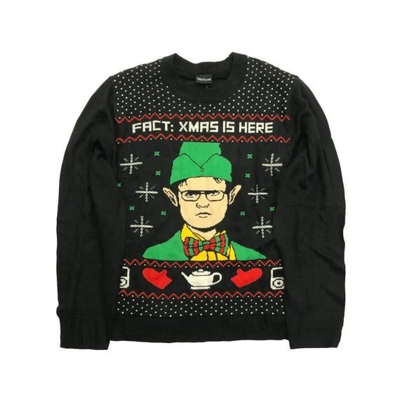 The Office Mens Black Dwight Schrute Elf Christmas Holiday X-mas Sweater Small