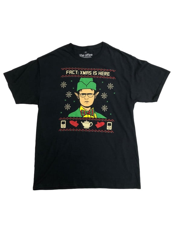 Mens Dwight Schrute Christmas Black Elf Holiday T-Shirt Shirt XX-L