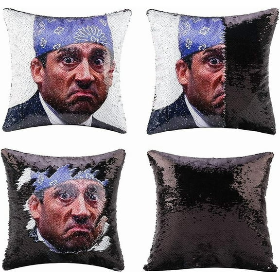 The Office Merchandise Prison Mike Throw Pillow Cover Sequin Magic Pillow Case Decorative Cushion Cover 16x16 Inches for Bedroom Sofa (Prison Mike)