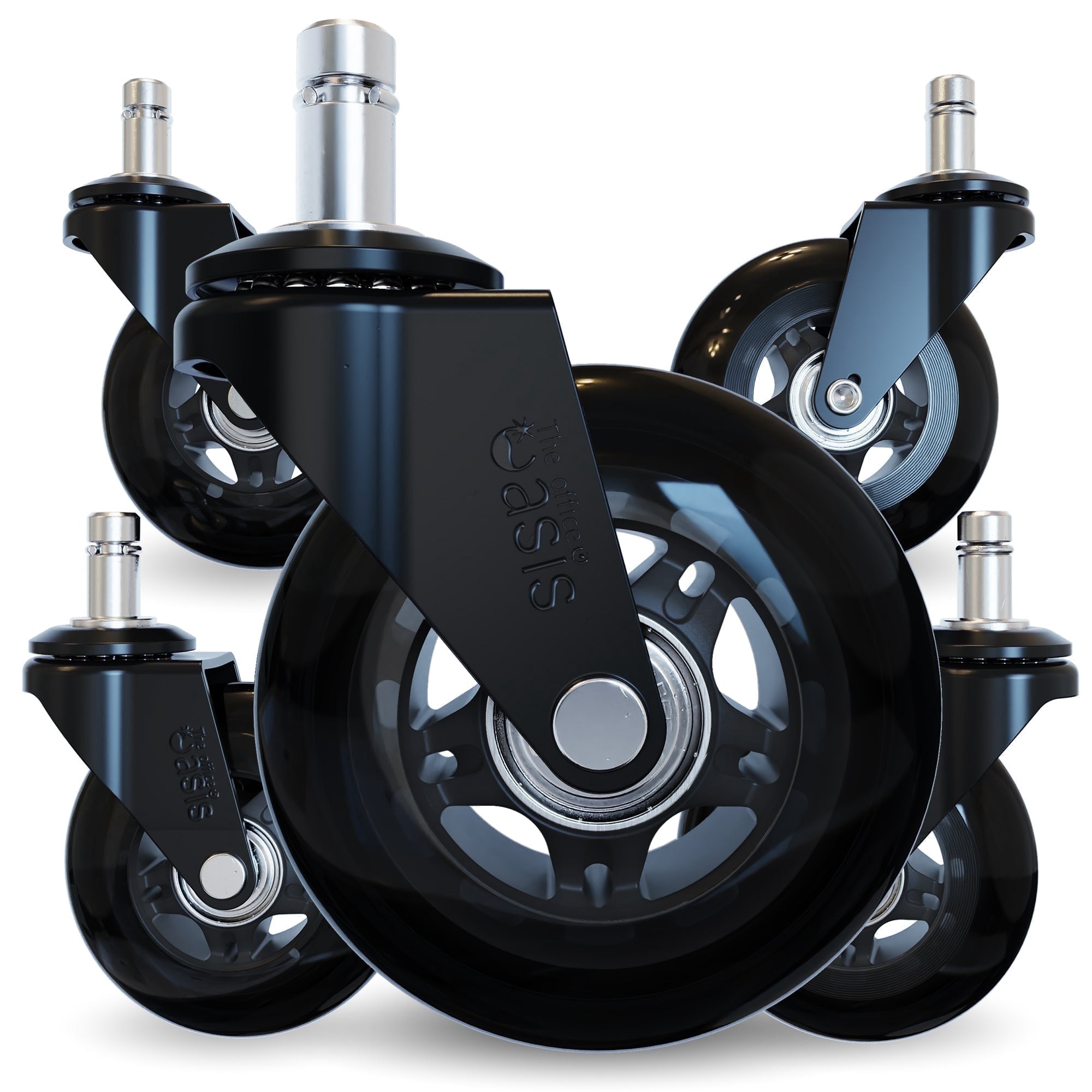 The Office Oasis Original Rollerblade Office Chair Wheels (As Seen On PBS) - Set of 5 - Black