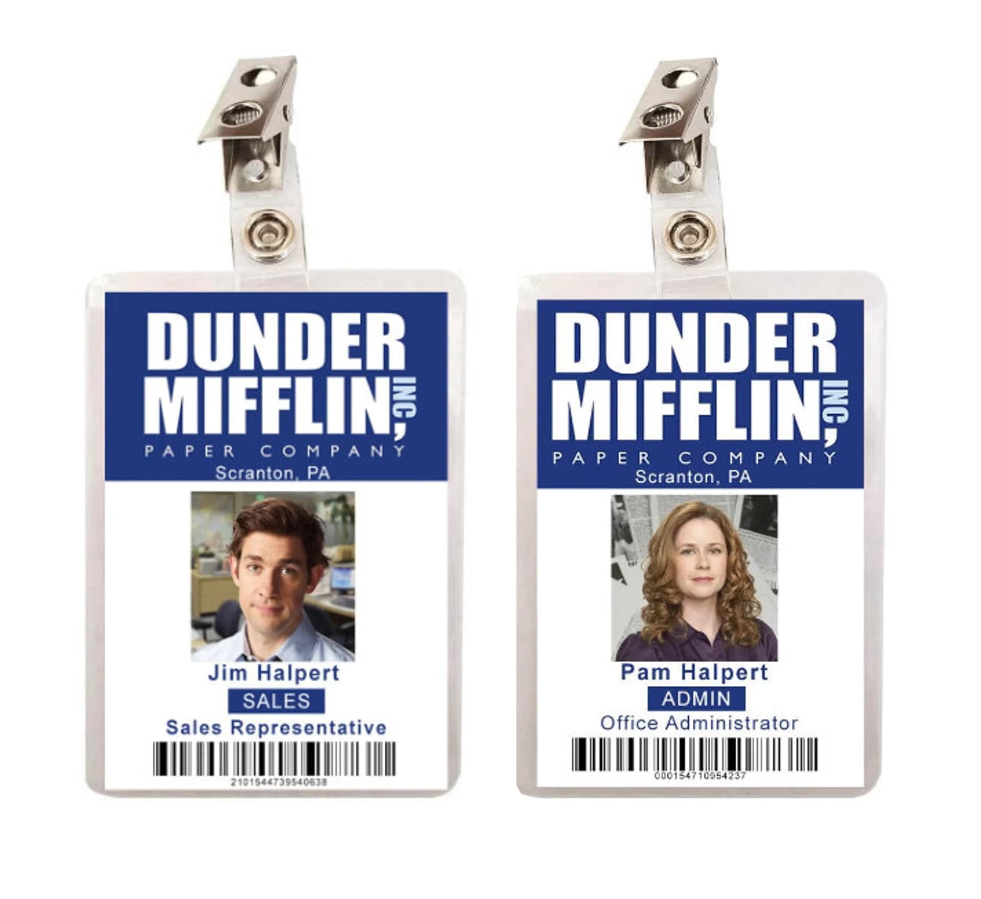 The Office Pam Halpert & Jim Halpert Dunder Mifflin Set of 2 ID Badges