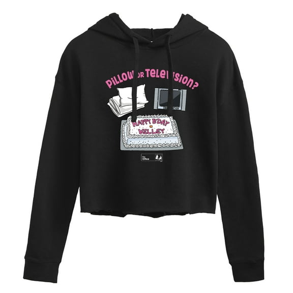 The Office - Pillow Or Television - Juniors Cropped Pullover Hoodie