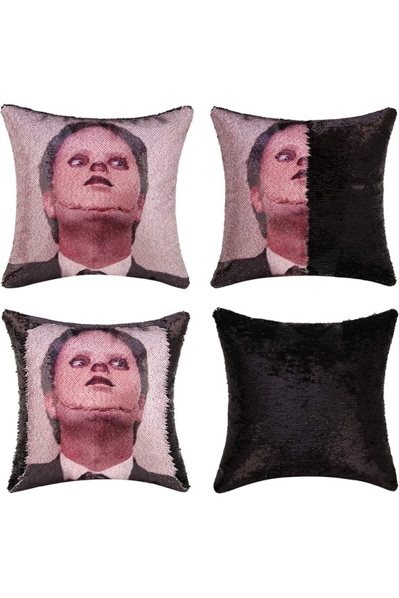 The Office Schrute Pillow Covers Sequin Pillow Cases Funny Gag Gifts Reversible Sequin Pillow Cover Decorative 16x16 Inches