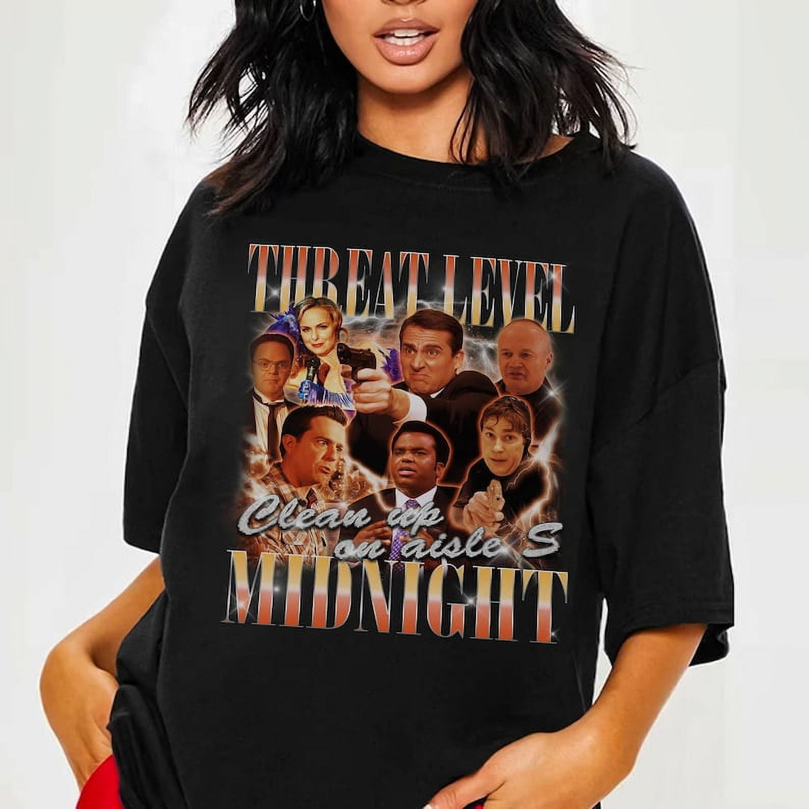 The Office Shirt Threat Level Midnight Michael Scott Bootleg Rap Tee Vintage The Office TV Show Michael Scott Bootleg Shirt Walmart