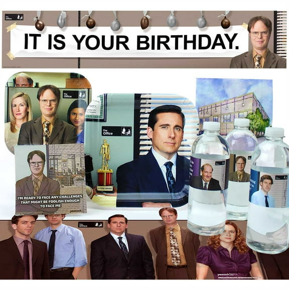 Prime Party The Office Party Kit for 8 Guests, Dunder Mifflin Plates, Napkins, Banner Set