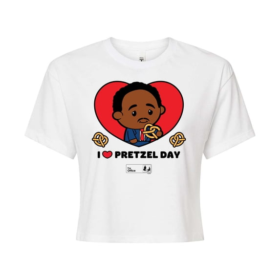 The Office - Stanley I Love Pretzel Day - Juniors Cropped Cotton Blend T-Shirt