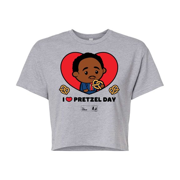 The Office - Stanley I Love Pretzel Day - Juniors Cropped Cotton Blend T-Shirt
