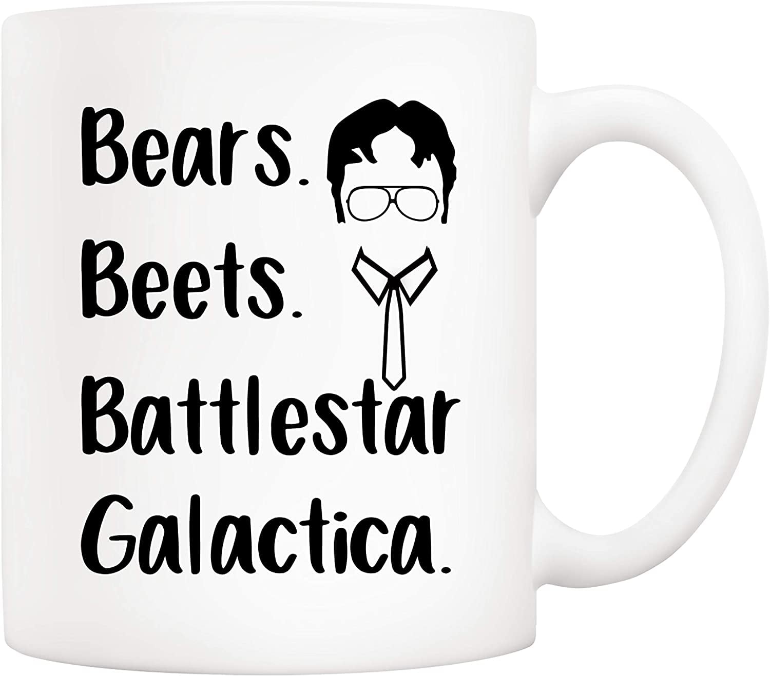The Office TV Show Funny Coffee Mug for Dwight Schrute Fans, Bears Beets Battlestar Galactica