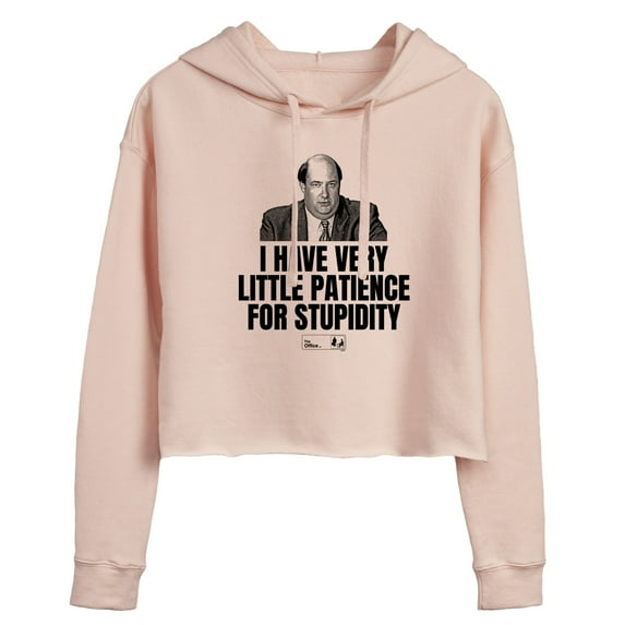 The Office - Very Little Patience - Juniors Cropped Pullover Hoodie