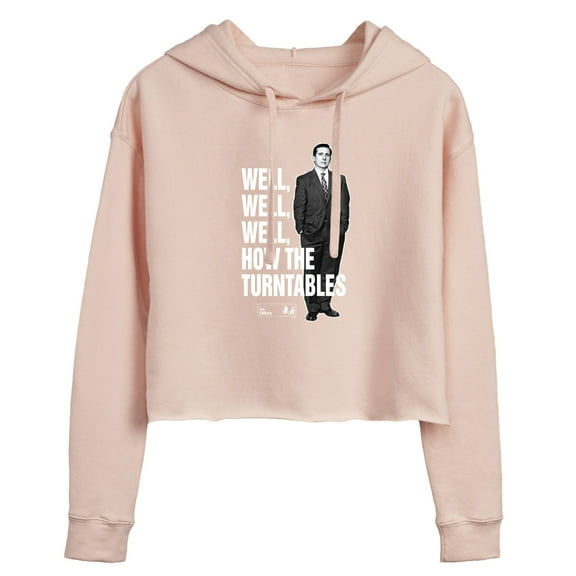 The Office - Well Well Well Turntables - Juniors Cropped Pullover Hoodie