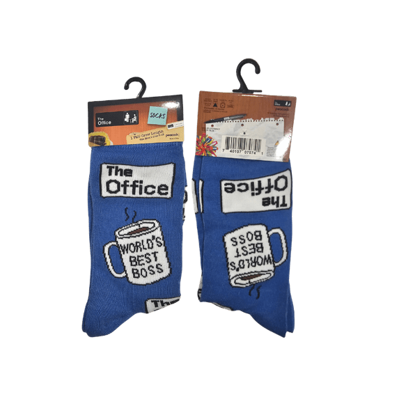 The Office, World's Best Boss Crew Socks, Men's Size 6-12