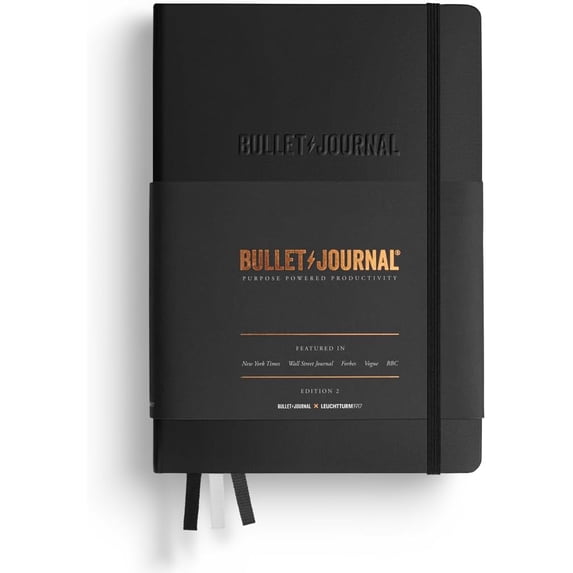 The Official Bullet Journal Edition 2 - Notebook Built for BuJo, Medium A5 204 Pages of 120gsm Paper, With Bujo Pocket Guide (Black)