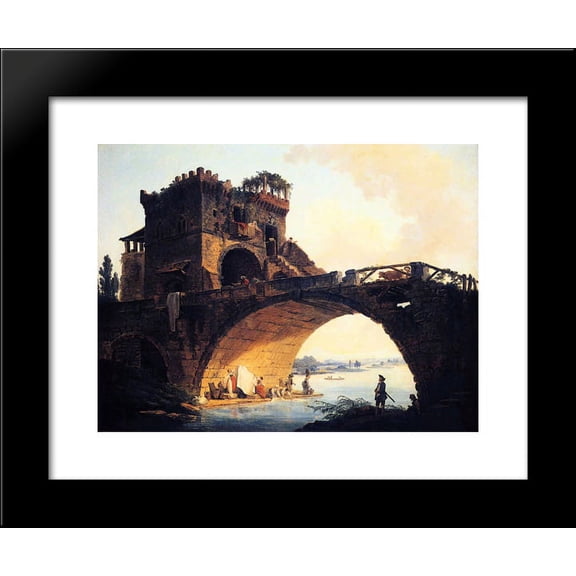 The Old Bridge 20x24 Framed Art Print by Hubert Robert