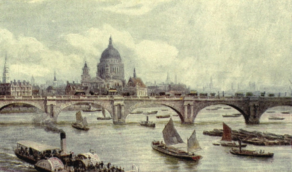 The Old Country 1922 St Pauls from Waterloo Bridge Canvas Art - Alfred Quinton (24 x 36)