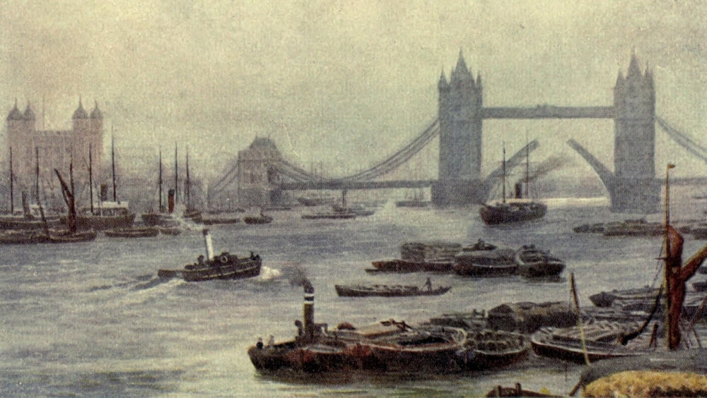 The Old Country 1922 Tower Bridge Canvas Art - Alfred Quinton (24 x 36)
