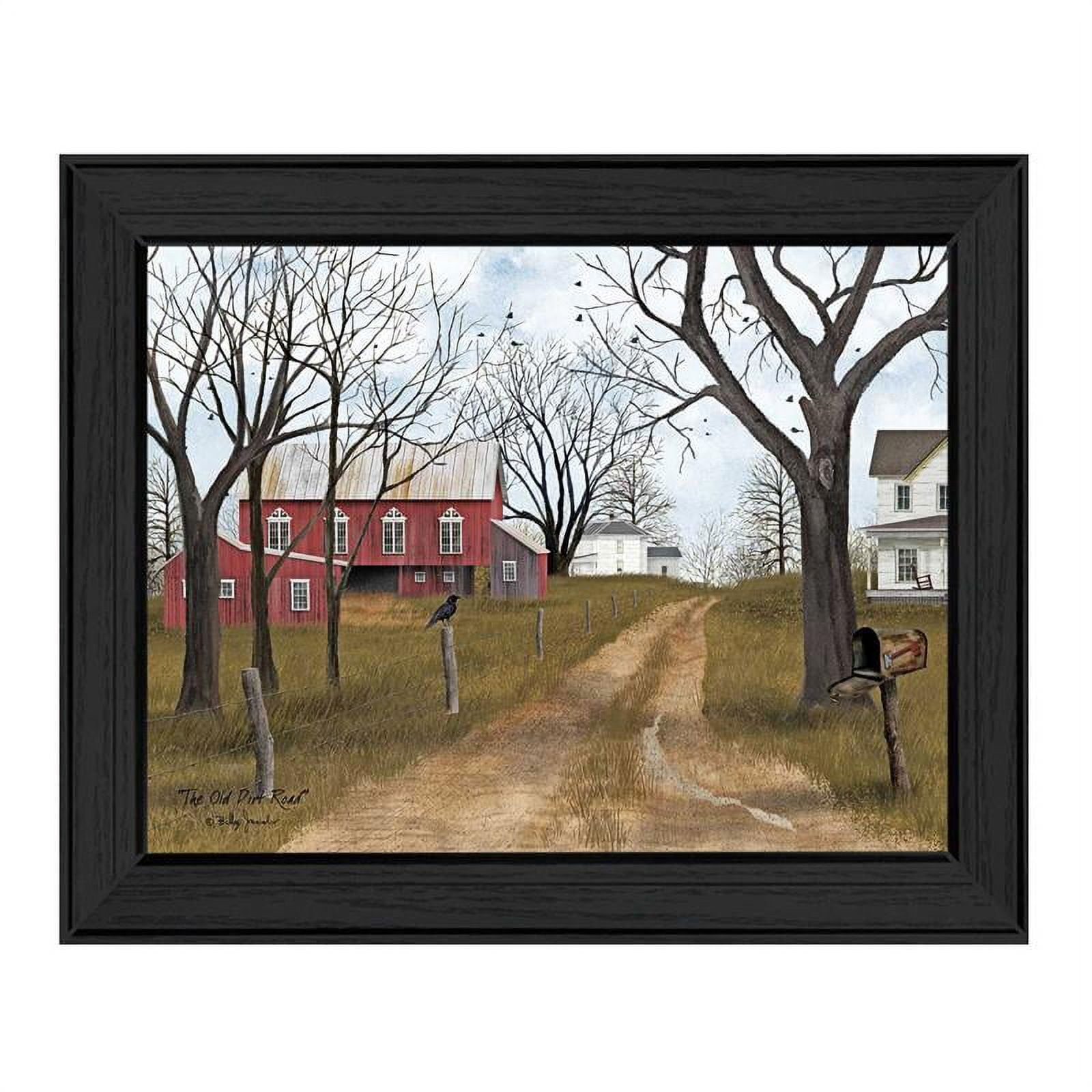The Old Dirt Road Framed Canvas Print with Black Wood Frame