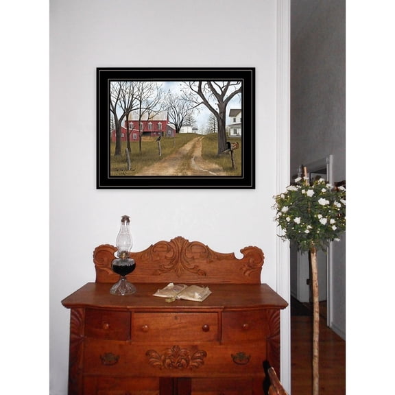 Trendy Decor4U "The Old Dirt Road" By Billy Jacobs, Ready to Hang Framed Print, Black Frame