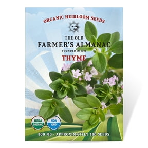 The Old Farmer's Almanac Organic Thyme Seeds - Premium Non-GMO, Open Pollinated, Heirloom, Herb Seeds - 500 MG