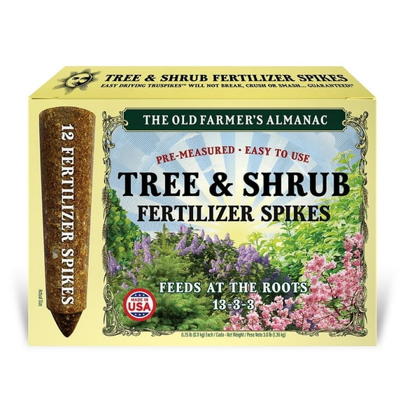 The Old Farmer's Almanac Tree & Shrub Fertilizer Spikes, Plant Food (3.0 Lbs - 12 Pack)