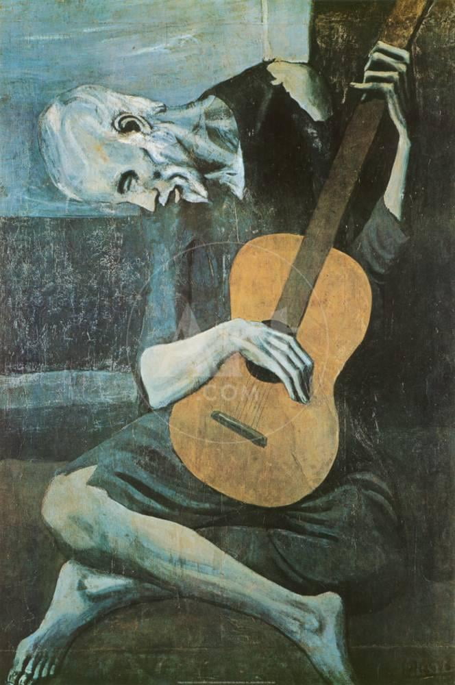 Pablo Picasso The Old Guitarist Blue and Brown Canvas Art 24x36