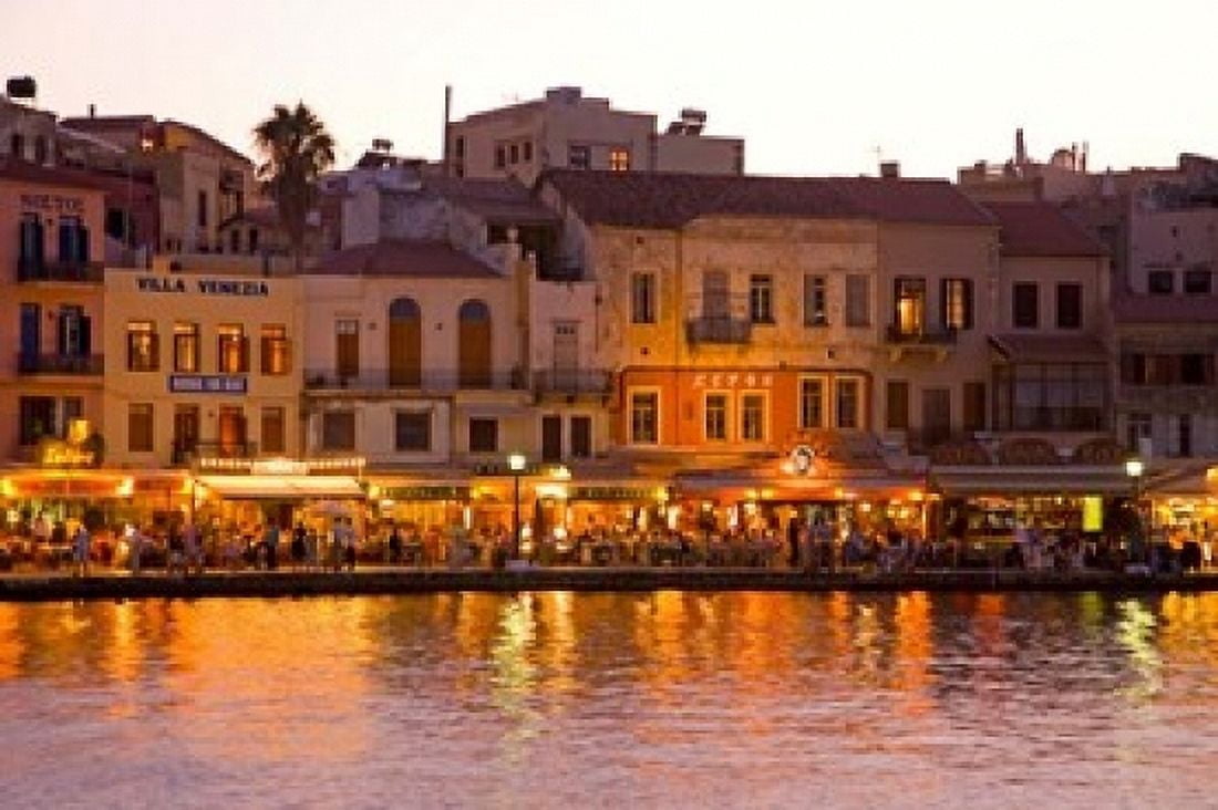The Old Harbor Chania Crete Greece Canvas Art - Darrell Gulin DanitaDelimont (17 x 11)