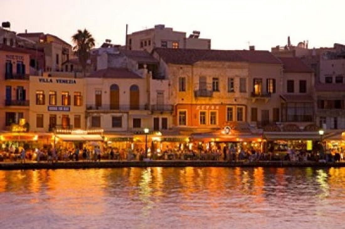 The Old Harbor Chania Crete Greece Canvas Art - Darrell Gulin DanitaDelimont (34 x 23)