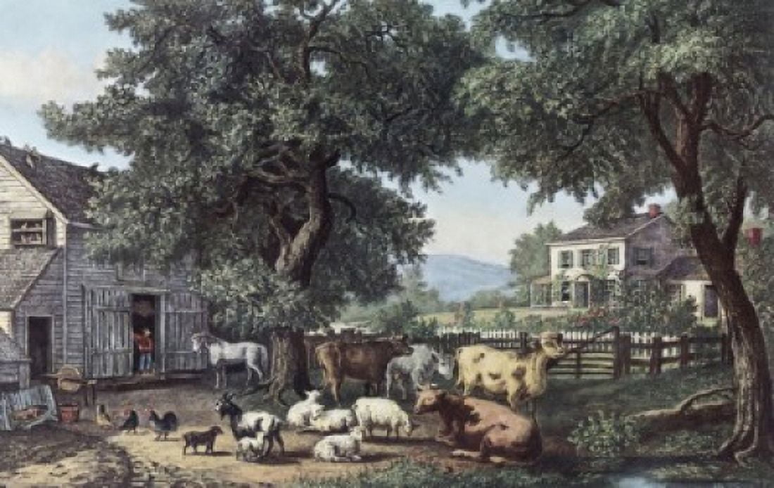 The Old Homestead Currier & Ives (1834-1907 American) Canvas Art - Currier & Ives (18 x 24)