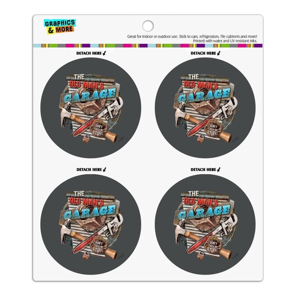 The Old Man's Garage One Rule Don't Touch My Stuff Refrigerator Fridge Locker Vinyl Circle Magnet Set
