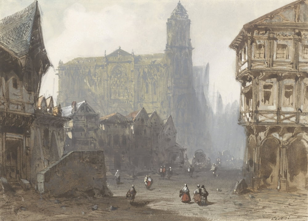 The Old Marketplace In Rouen Canvas Art - (24 x 18)