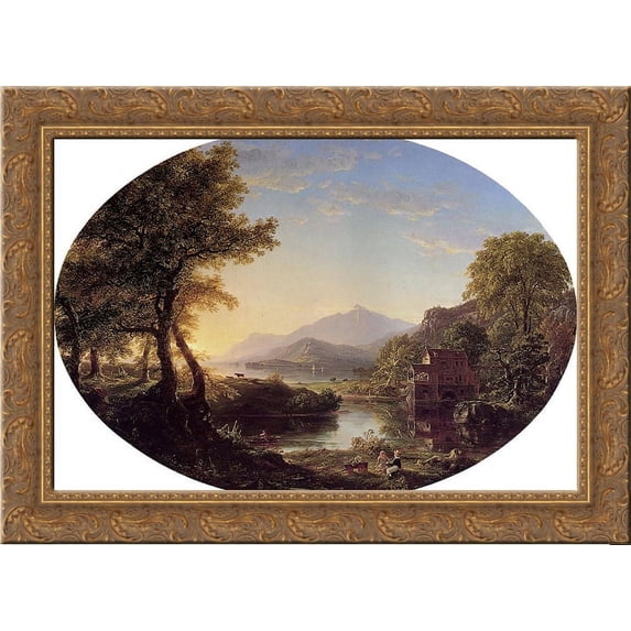 The Old Mill at Sunset 24x18 Gold Ornate Wood Framed Canvas Art by Thomas Cole