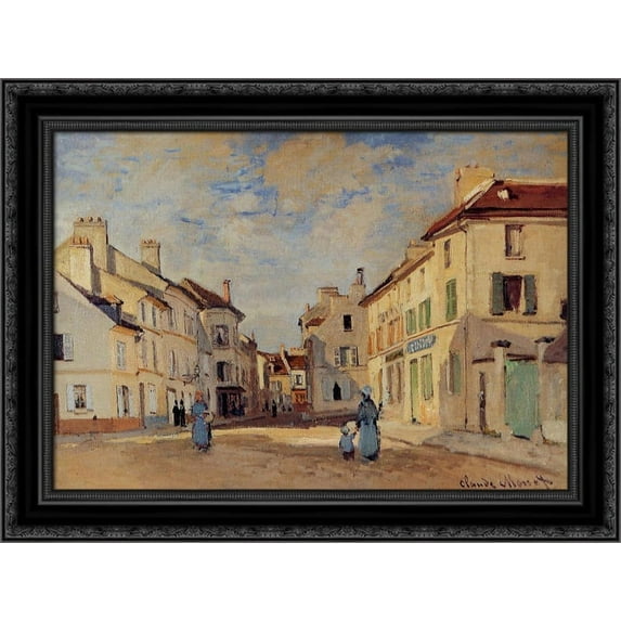 The Old Rue de la Chaussee, Argenteuil 24x20 Black Ornate Wood Framed Canvas Art by Monet, Claude