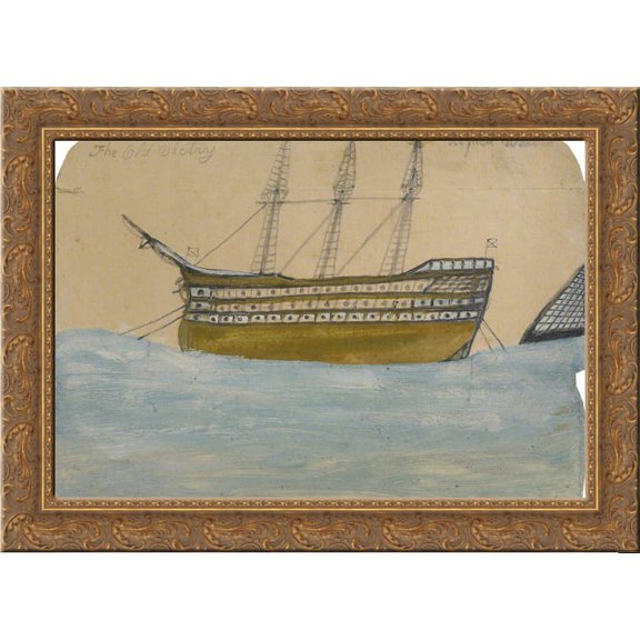 The Old Victry, HMS 'Victory' 24x18 Gold Ornate Wood Framed Canvas Art by Alfred Wallis