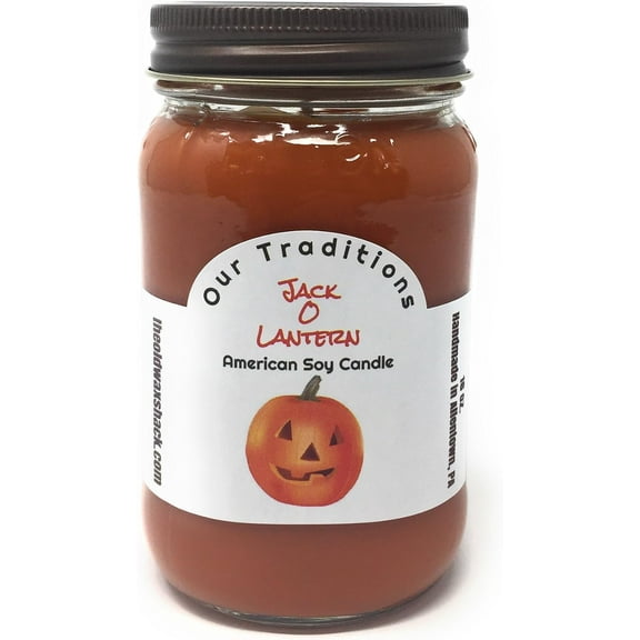 The Old Wax Shack Jack - O - Lantern Soy Candle - Autumn Soy Candle - 16 Oz. Mason Jar
