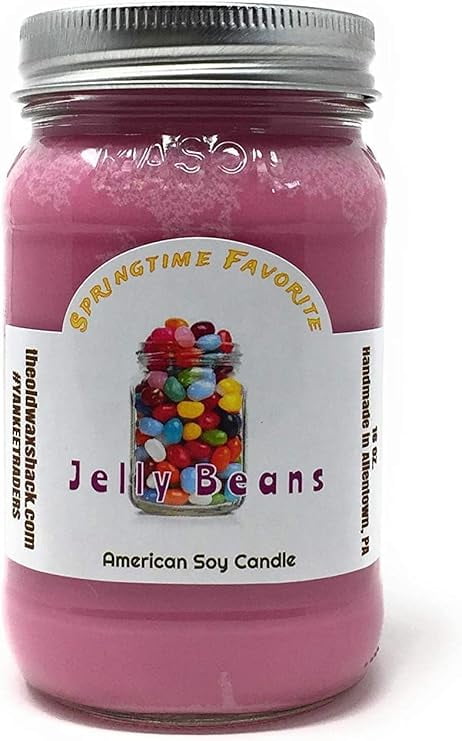 The Old Wax Shack® Jelly Beans, Sweet Fruit Scented, Soy Candle 16 oz. Mason Jar