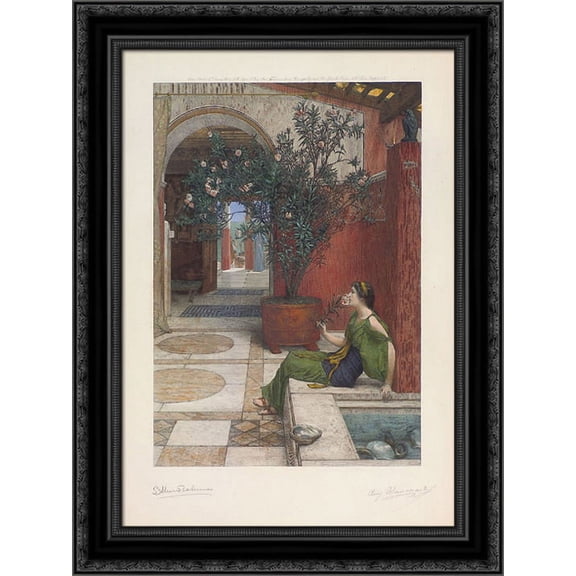 The Oleander 20x24 Black Ornate Wood Framed Canvas Art by Alma Tadema, Sir Lawrence