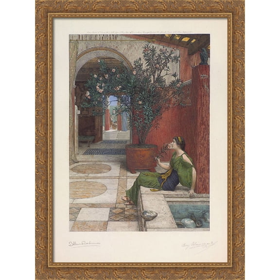 The Oleander 28x38 Large Gold Ornate Wood Framed Canvas Art by Sir Lawrence Alma Tadema