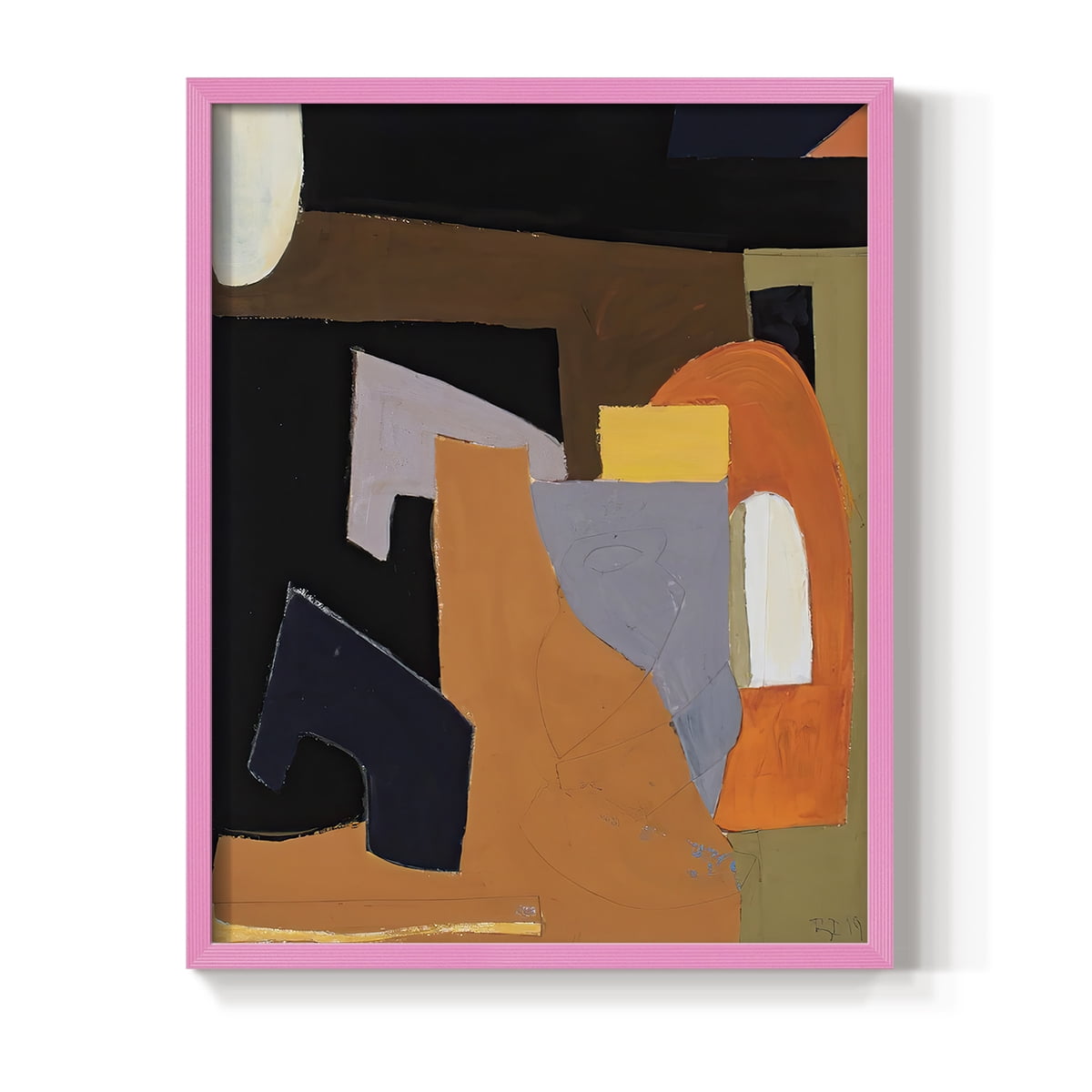 The Olive Press Room Framed Print in Pink Solid Wood Framed Print No Nail Hanging