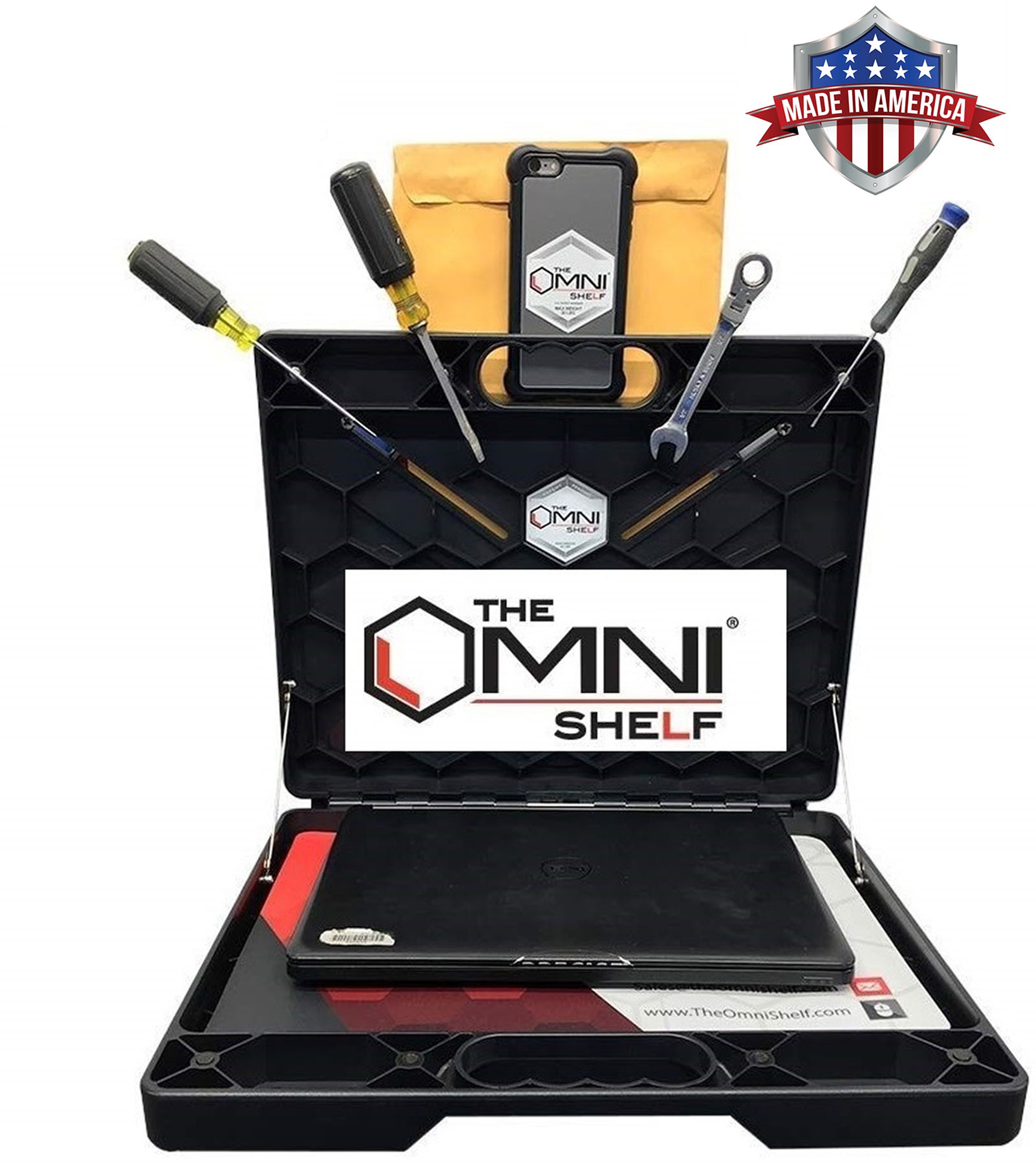 The Omni Shelf - New - Magnetic Toolbox Utility Shelf - 40 lb. Capacity- Hands Free Portable Workstation - Perfect for Numerous Occupations