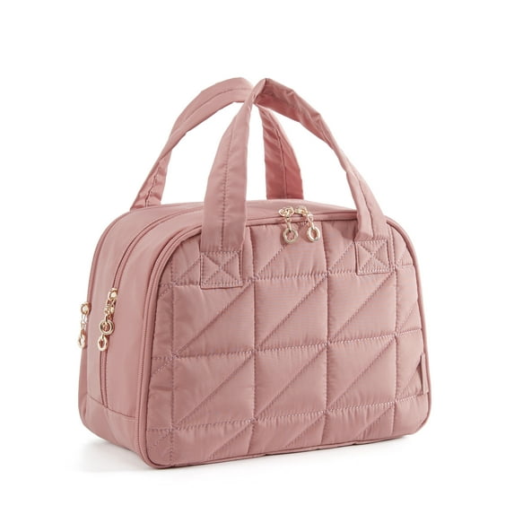 Bagsmart Unisex Large Size Travel Toiletry Bag with Handle, Wide-open Makeup Cosmetic Bag for Travel Toiletries, Organizer for Women and Men, Pink