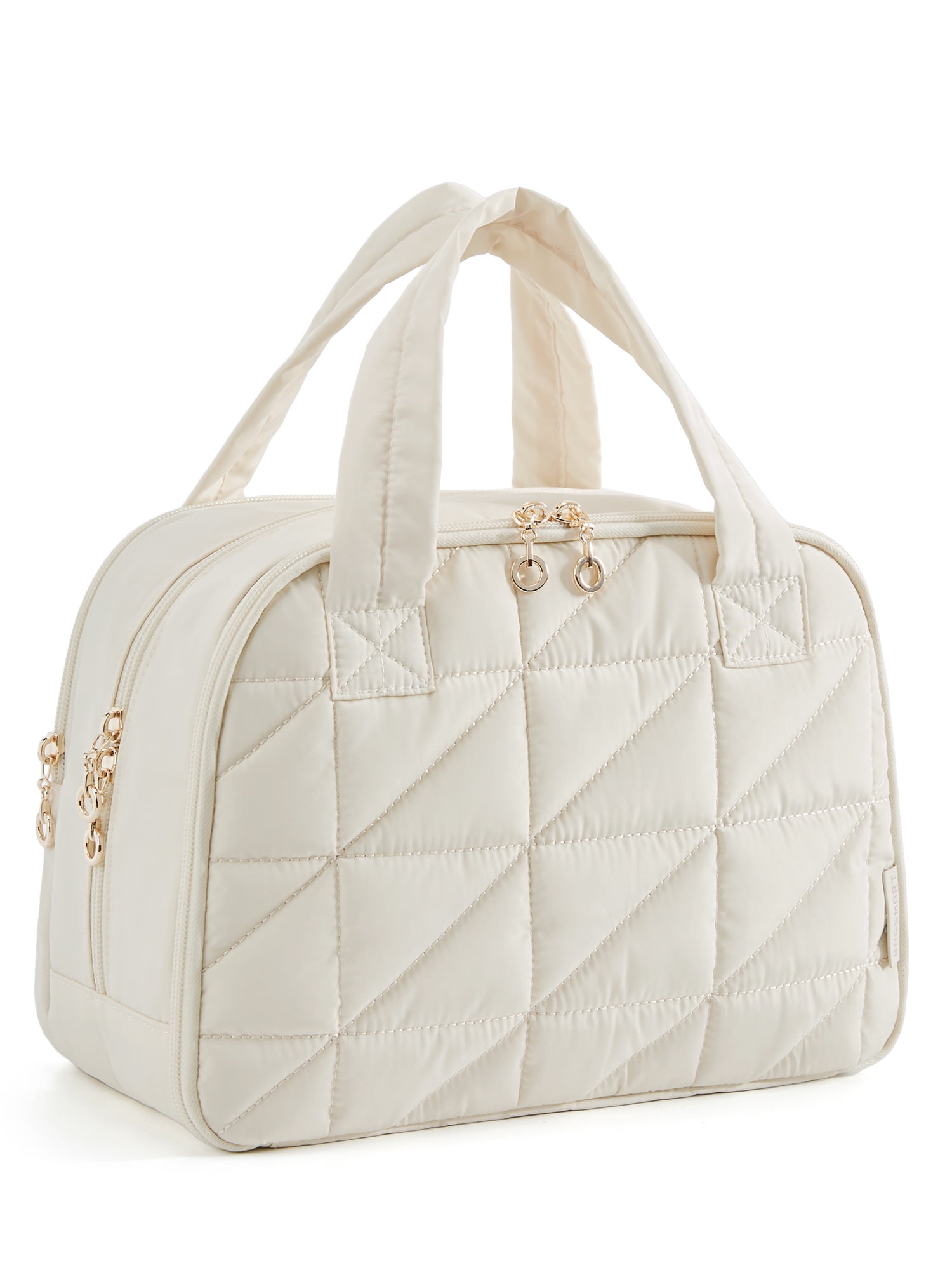 Bagsmart Unisex Large Size Travel Toiletry Bag with Handle, Wide-open Makeup Cosmetic Bag for Travel Toiletries, Organizer for Women and Men, Beige