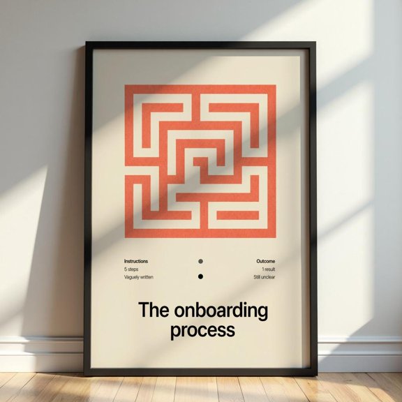The Onboarding Process Poster, Funny Corporate Office Wall Art, Minimalist Maze Print, Workplace Humor Modern Decor, Poster Only
