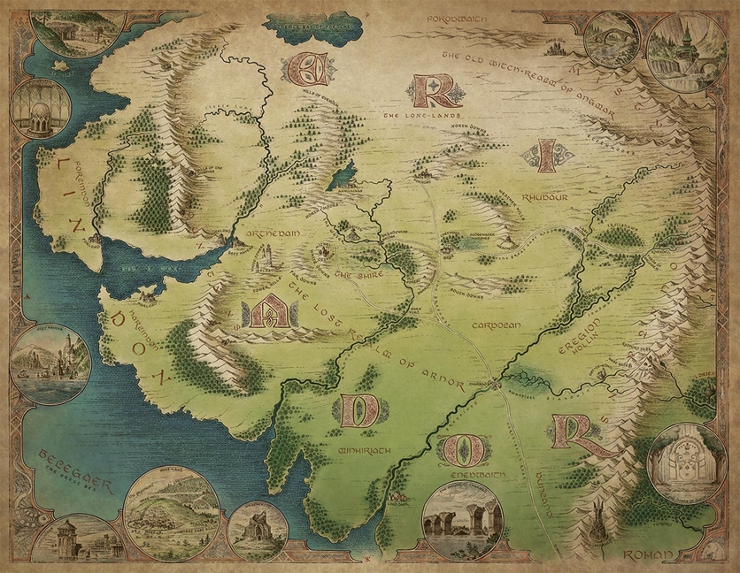 The One Ring Map Of Eriador 1000 Piece Jigsaw Puzzle Hardcover 