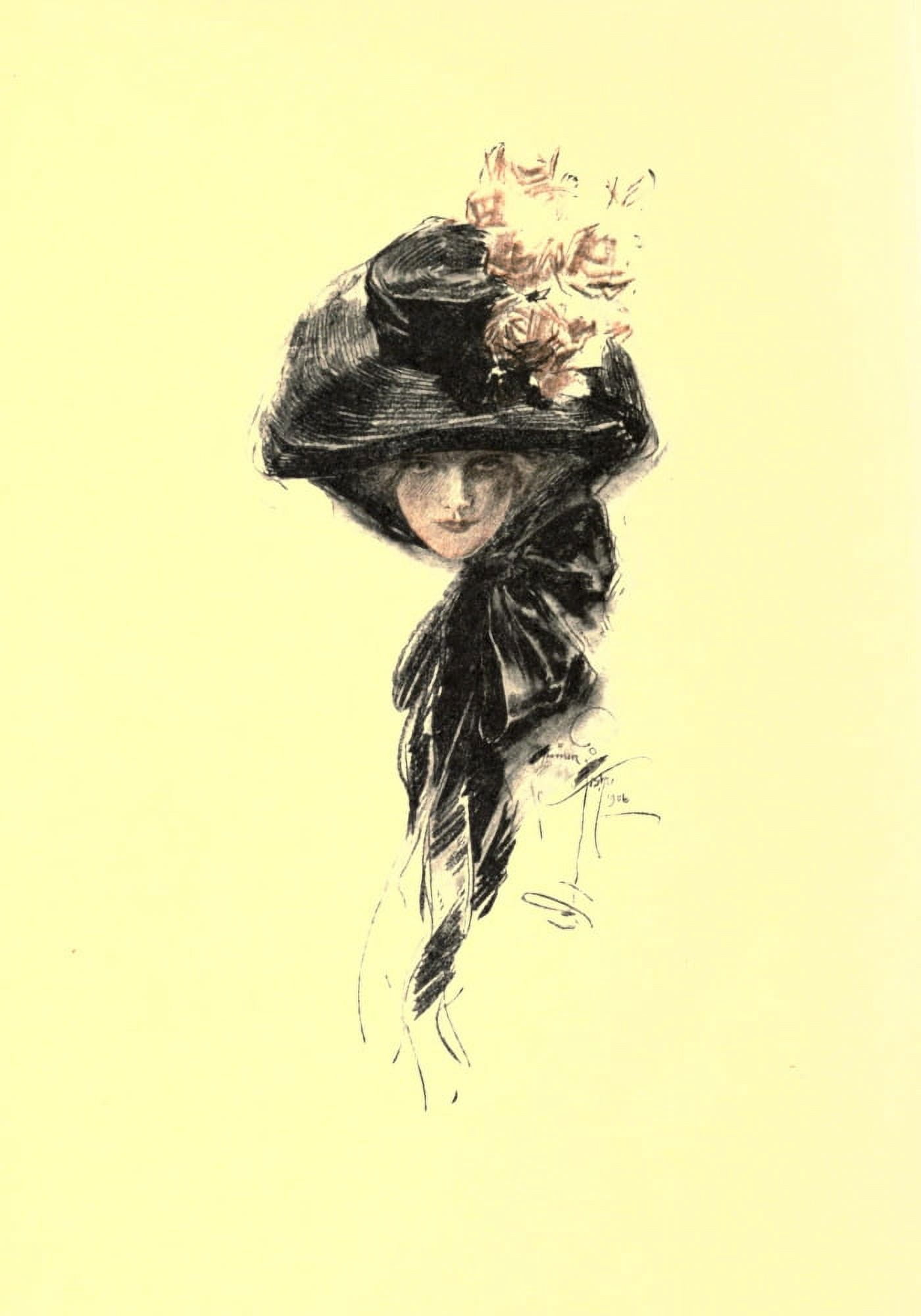 The One Way Out 1906 Black hat girl Canvas Art - Harrison Fisher (18 x 24)