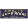 thumbnail image 1 of The Oneill Family Blue Game Room Metal 6x18 Sign 106180037526, 1 of 1