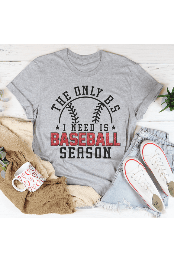 The Only B.S I Need Is Baseball Season Tee Black Heather S Peachy Sunday T-Shirt