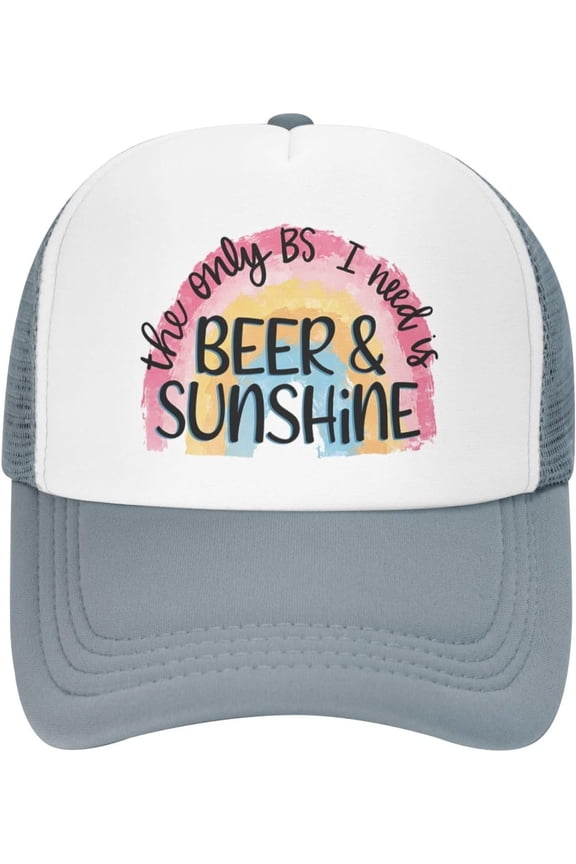 The Only BS I Need is Beers Sunshine Trucker Hat Women Mesh Baseball Cap Cowboy Hat Men Dad Hat Snapback Hat Black